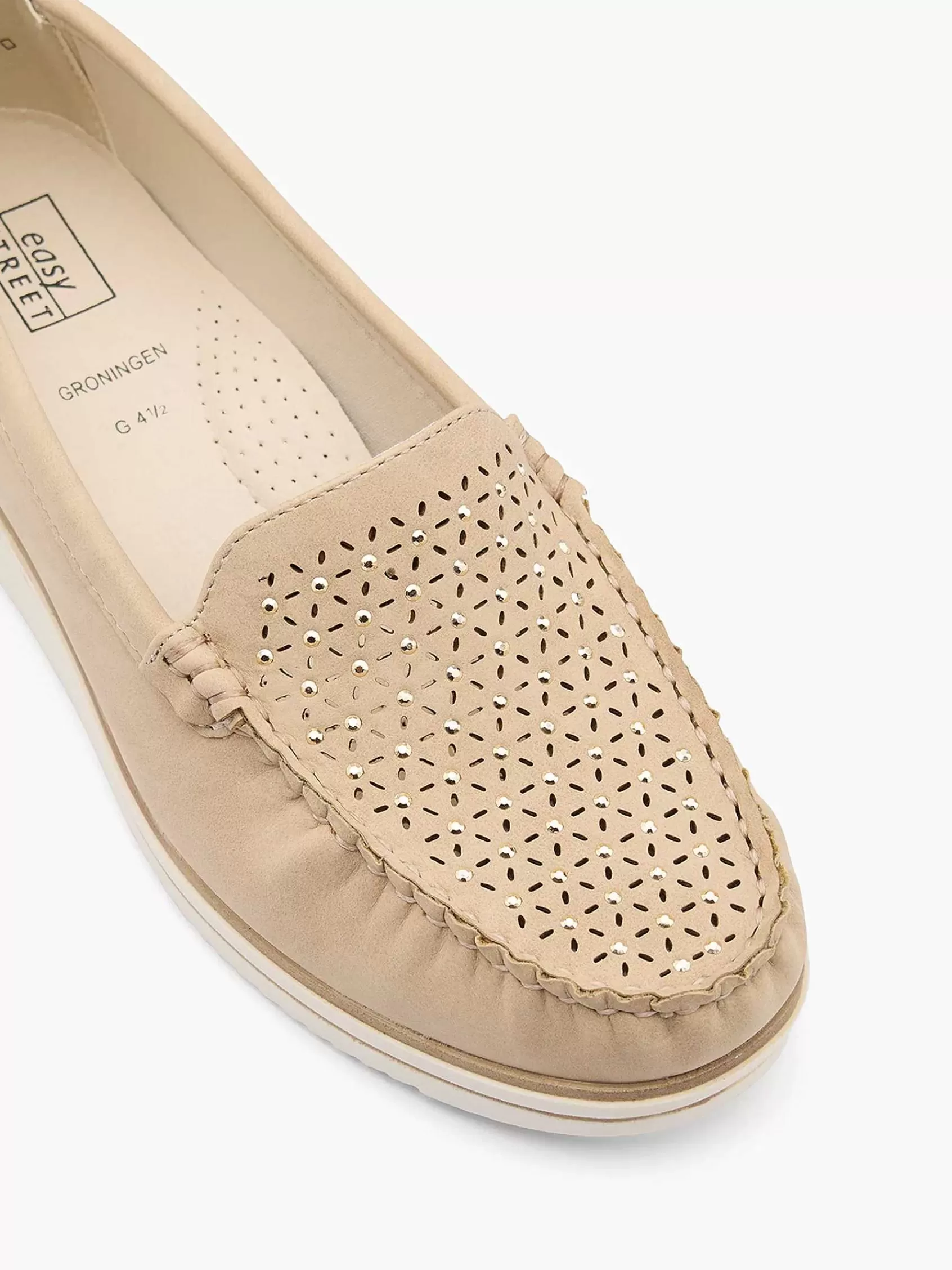 Discount Easy Street Beigefarbener Komfort-Slipper