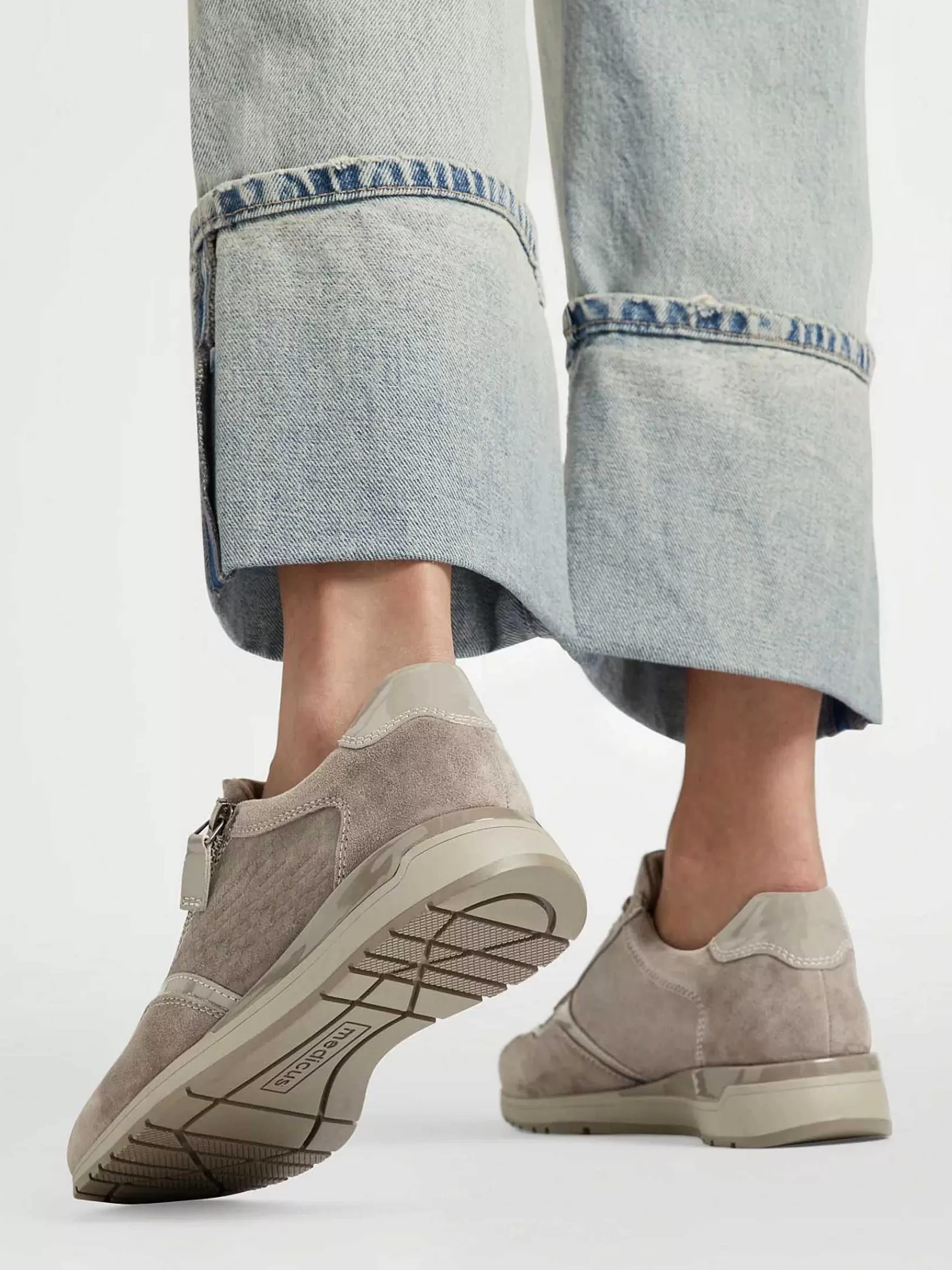 Outlet Medicus Komfort-Sneaker Aus Taupefarbenem Leder