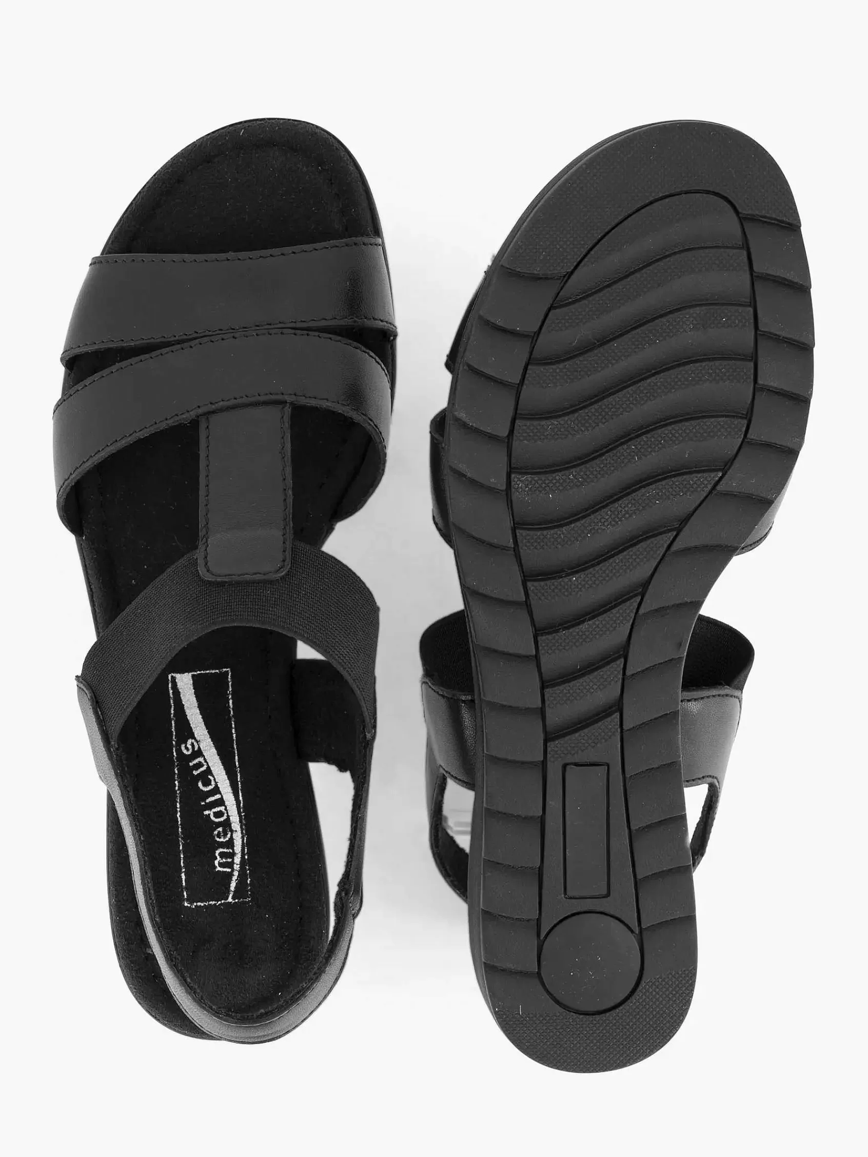 Sale Medicus Schwarze Ledersandale