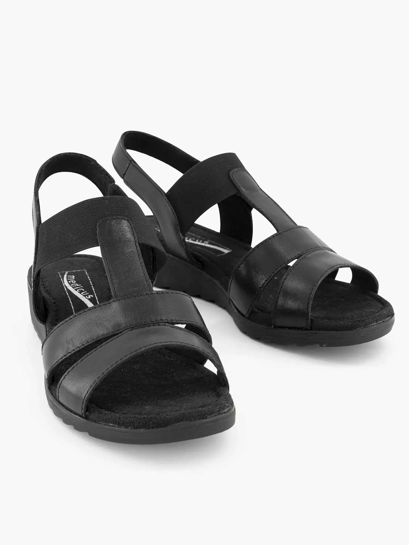 Sale Medicus Schwarze Ledersandale