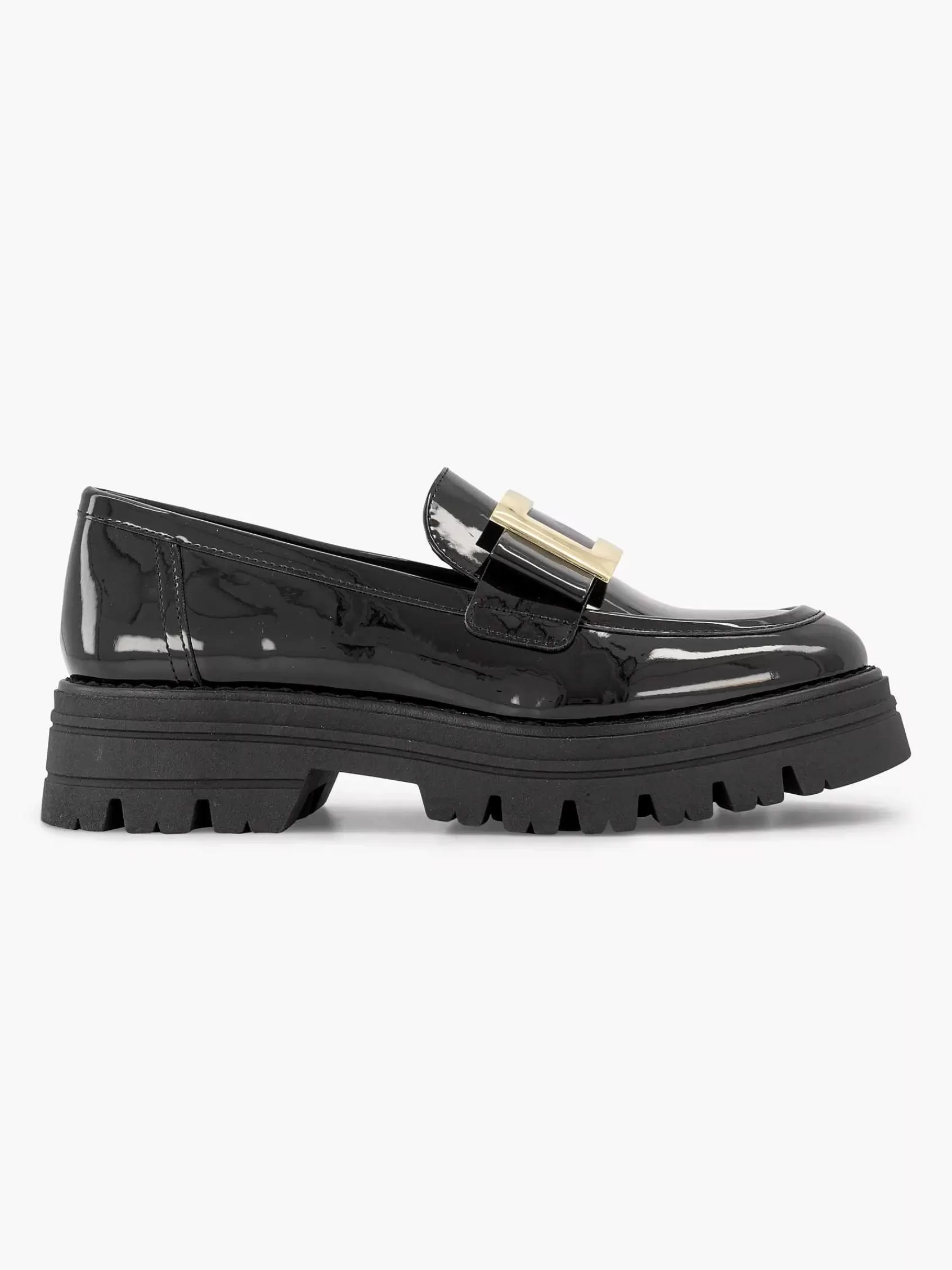 Hot Oxmox Schwarzer Klobiger Loafer Aus Lackleder