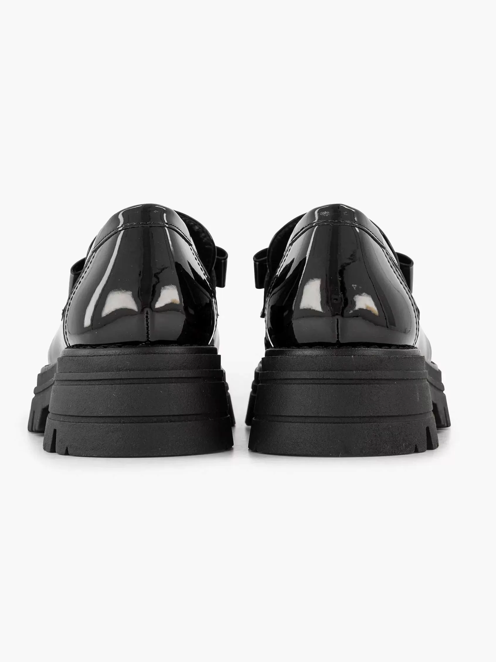 Hot Oxmox Schwarzer Klobiger Loafer Aus Lackleder