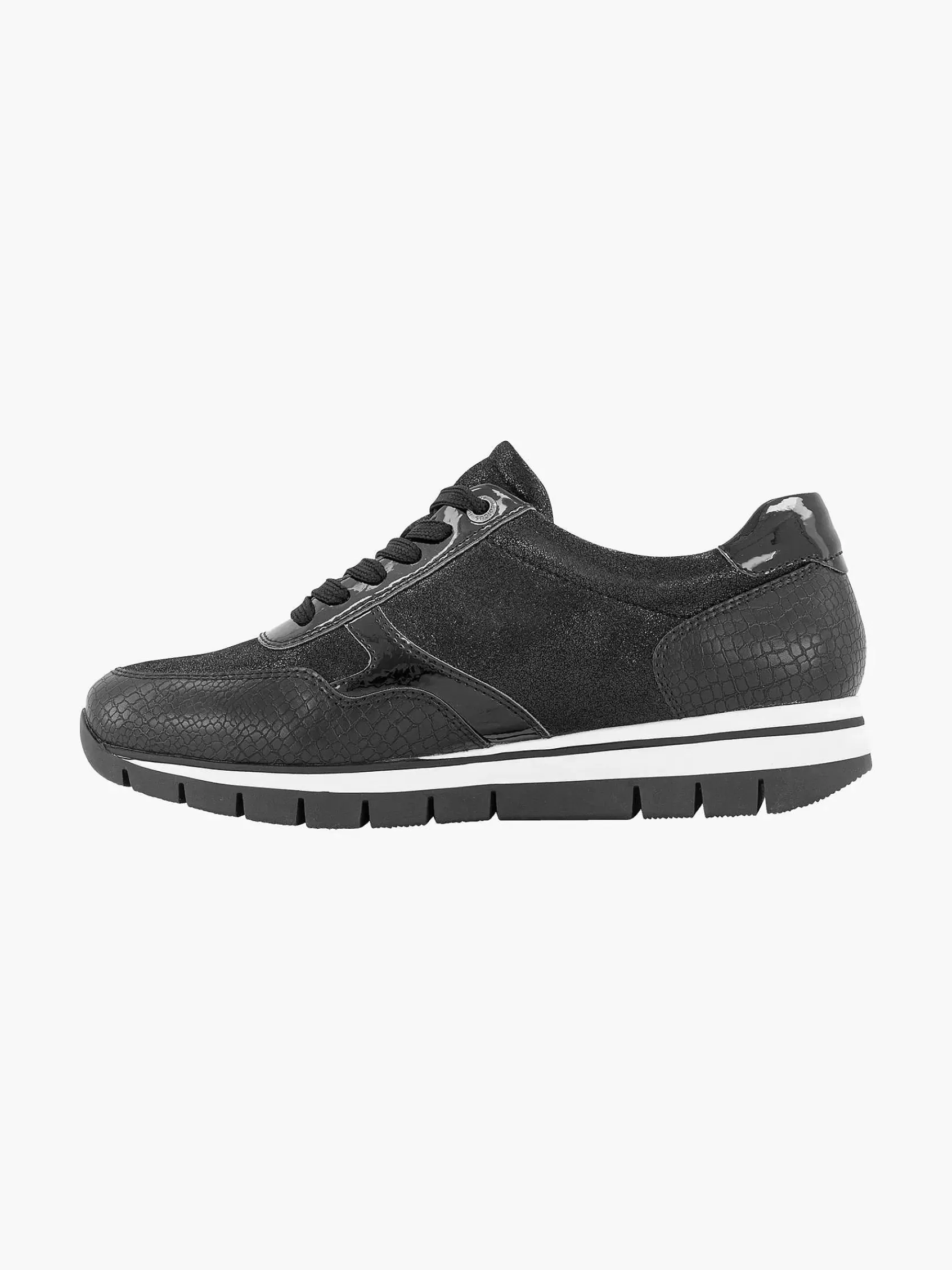 Hot Medicus Schwarzer Komfort-Sneaker Aus Leder In Kroko-Optik