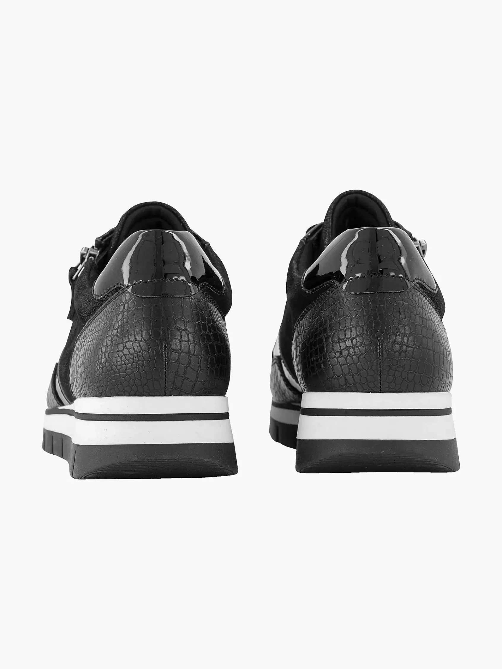 Hot Medicus Schwarzer Komfort-Sneaker Aus Leder In Kroko-Optik