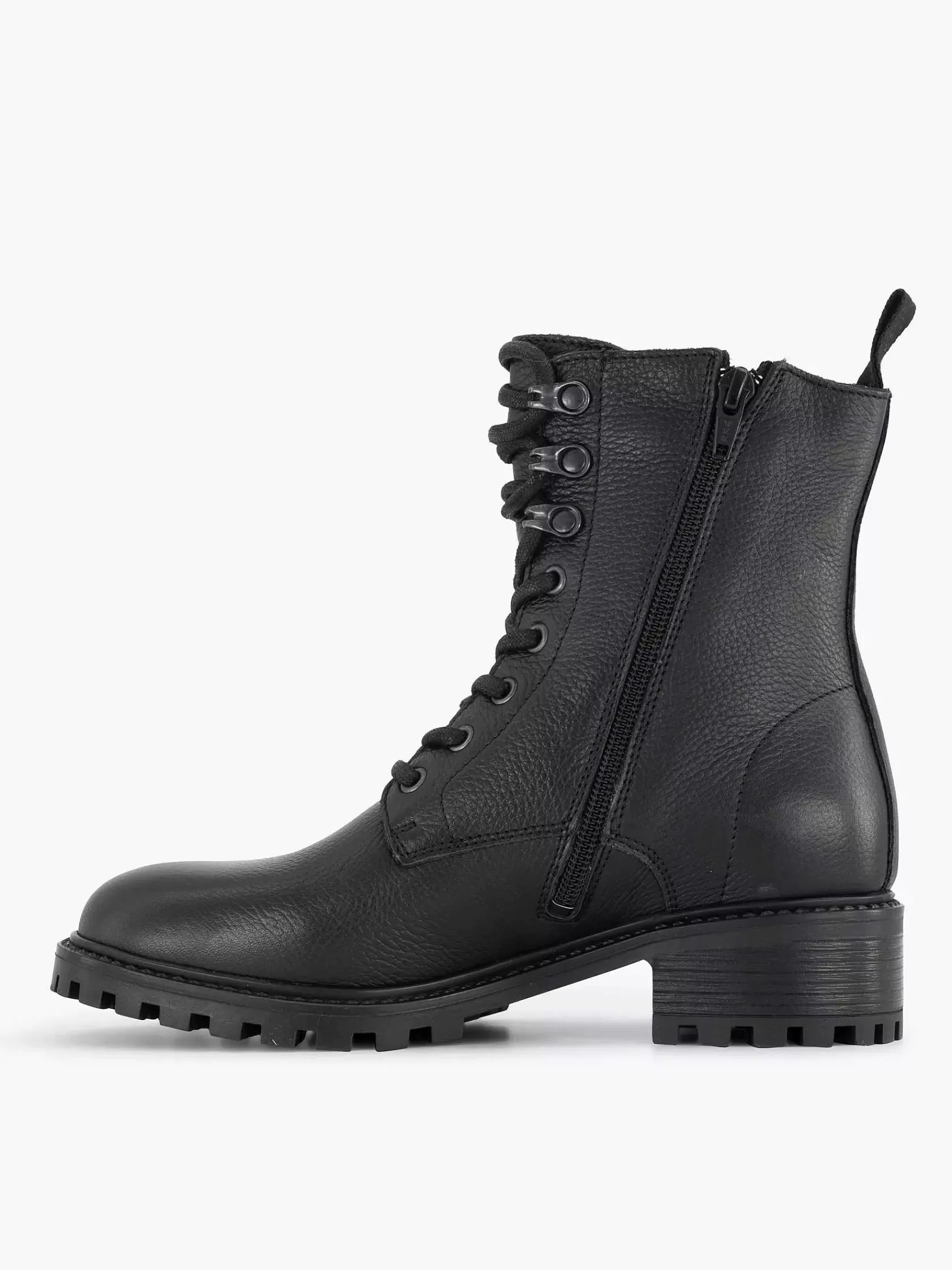 Hot 5th Avenue Schwarzer Schnurstiefel Aus Leder