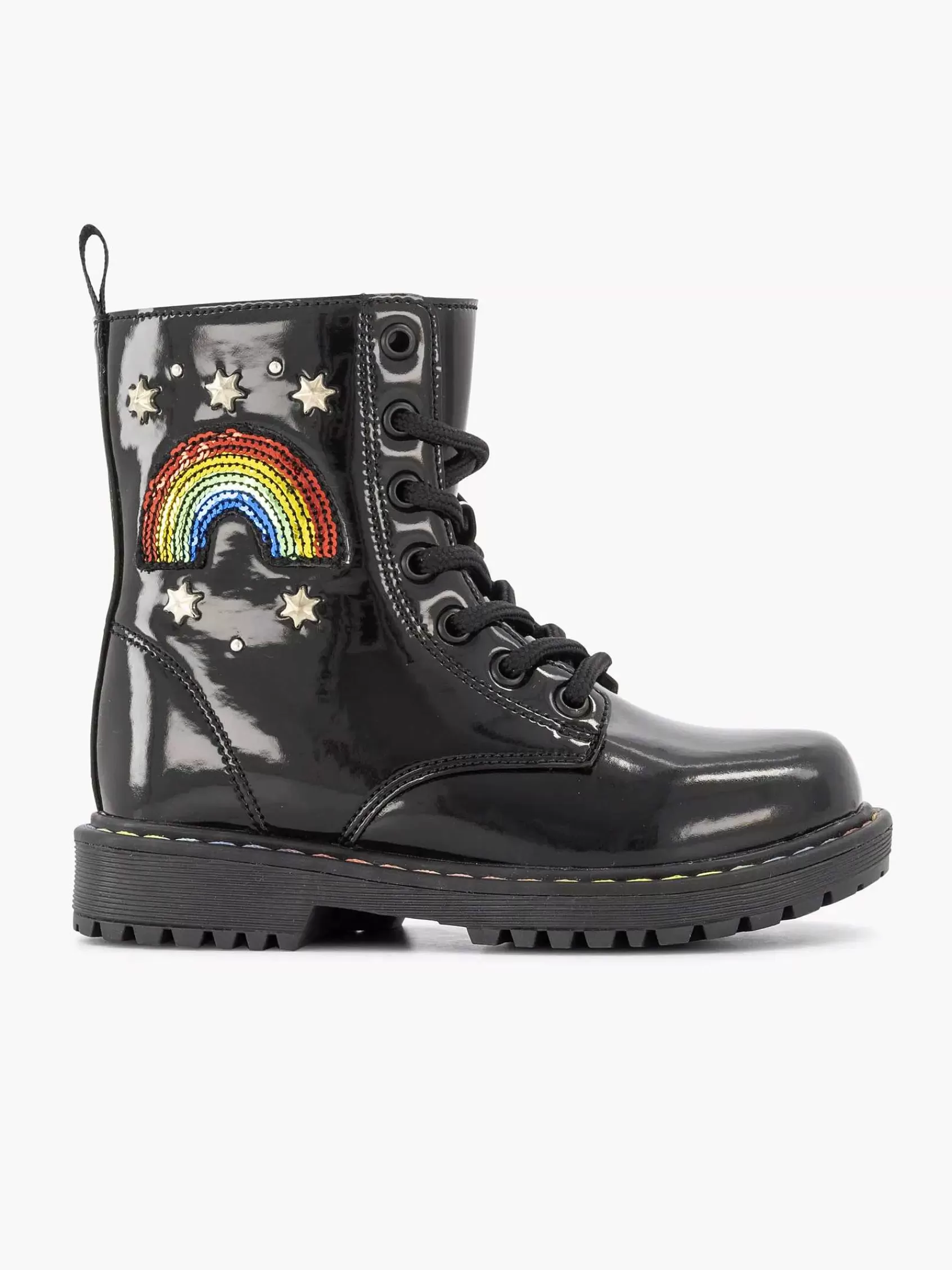 Cheap Graceland Schwarzer Spitzenstiefel Regenbogen